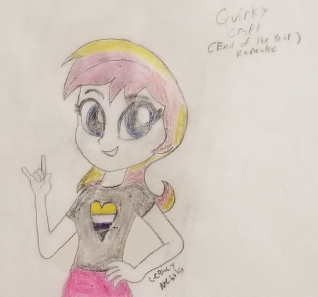 Size: 2818x2631 | Tagged: safe, artist:legacynebula, derpibooru import, oc, oc:quirky craft, equestria girls, image, jpeg, nonbinary, sketch, solo, traditional art