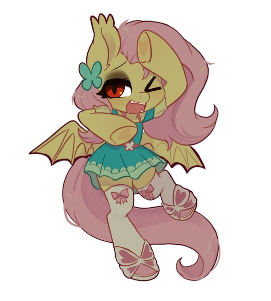 Size: 1344x1490 | Tagged: safe, artist:colorfulcolor233, derpibooru import, fluttershy, bat pony, pony, bat ponified, flutterbat, image, jpeg, race swap, solo