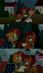 Size: 1280x2160 | Tagged: safe, edit, edited screencap, editor:jerryakiraclassics19, screencap, stellar flare, sunburst, pony, unicorn, the parent map, '90s, clothes, female, glasses, holding hooves, image, male, mare, mother and child, mother and son, png, robe, stallion, sunburst's glasses, sunburst's robe