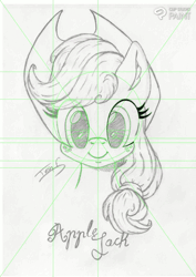 Size: 906x1280 | Tagged: safe, artist:memprices, derpibooru import, applejack, earth pony, pony, animated, bust, clip studio paint, image, looking at you, music, pencil, pencil drawing, portrait, signature, simple background, smiling, solo, speedpaint, timelapse, traditional art, webm, white background