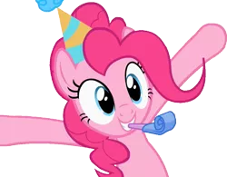 Size: 925x720 | Tagged: safe, derpibooru import, edit, edited screencap, screencap, pinkie pie, background removed, cute, diapinkes, hat, image, noisemaker, not a vector, party hat, png, simple background, transparent background