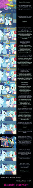 Size: 2000x11287 | Tagged: safe, artist:mlp-silver-quill, derpibooru import, admiral fairweather, admiral fairy flight, coco pommel, colonel purple dart, commander easy glider, general firefly, general flash, soarin', earth pony, pegasus, comic:pinkie pie says goodnight, testing testing 1-2-3, airship, blushing, bomber jacket, clothes, comic, cravat, dress uniform, female, helicopter, image, implied shipping, implied soarinpommel, implied straight, jacket, male, mannequin, museum, plane, png, uniform, wonderbolts, wonderbolts dress uniform
