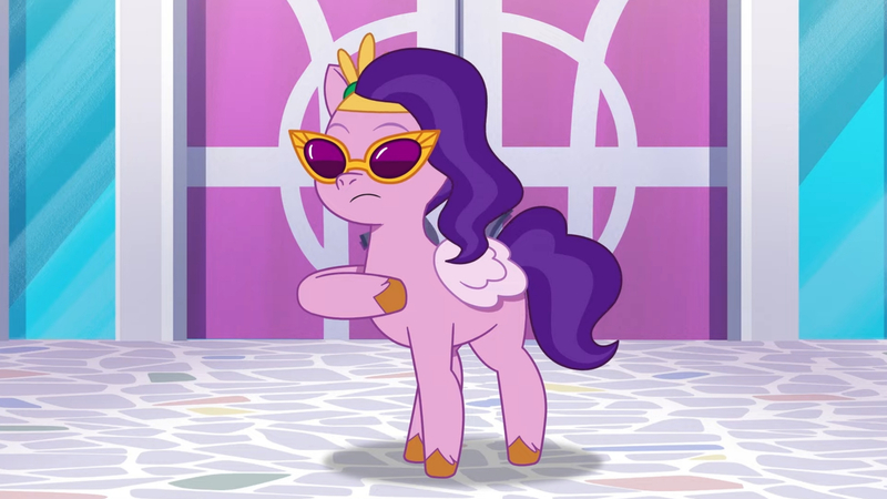 Size: 3410x1920 | Tagged: safe, derpibooru import, screencap, pipp petals, pegasus, pony, my little pony: tell your tale, spoiler:g5, spoiler:my little pony: tell your tale, spoiler:tyts01e07, clip trot, female, g5, high res, image, jpeg, mare, solo, sunglasses