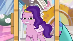 Size: 3410x1920 | Tagged: safe, derpibooru import, screencap, pipp petals, earth pony, pegasus, pony, my little pony: tell your tale, spoiler:g5, spoiler:my little pony: tell your tale, spoiler:tyts01e07, clip trot, female, g5, high res, image, jazz (g5), jpeg, mare, mobile phone, offscreen character, phone, smartphone, solo focus