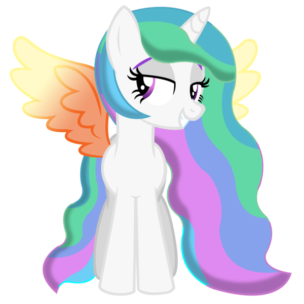 Size: 8000x8000 | Tagged: safe, artist:laszlvfx, artist:yulianapie26, derpibooru import, edit, vector edit, princess celestia, alicorn, pony, absurd resolution, base used, colored wings, female, image, mare, multicolored wings, png, simple background, solo, transparent background, vector, wings, younger