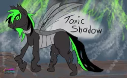 Size: 4881x3009 | Tagged: safe, derpibooru import, oc, oc:toxic shadow, changeling, changeling oc, commission, green, image, png, ponysona, wings