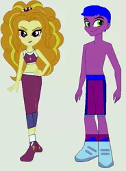 Size: 447x608 | Tagged: safe, artist:matthewjabeznazarioa, derpibooru import, adagio dazzle, parish nandermane, equestria girls, crossover, equestria girls-ified, exeron fighters, exeron outfit, image, martial arts kids, martial arts kids outfit, png