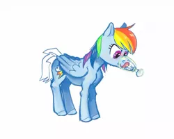 Size: 1280x1024 | Tagged: safe, artist:spectralunicorn, derpibooru import, rainbow dash, pegasus, pony, female, glass, horse problems, image, jpeg, mare, silly, simple background, solo, still frame, tongue out, white background