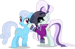 Size: 6437x4251 | Tagged: safe, artist:thatusualguy06, derpibooru import, coloratura, linky, shoeshine, earth pony, pony, the mane attraction, .svg available, absurd resolution, clothes, countess coloratura, duo, duo female, female, hoofsies, image, jacket, png, raised hoof, simple background, stamp, transparent background, vector, veil