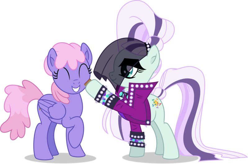 Size: 5865x3890 | Tagged: safe, artist:thatusualguy06, derpibooru import, coloratura, rainbowshine, earth pony, pegasus, pony, the mane attraction, .svg available, :d, ^^, absurd resolution, clothes, countess coloratura, duo, duo female, eyes closed, female, hoofsies, image, jacket, open mouth, open smile, png, raised hoof, simple background, smiling, stamp, transparent background, vector, veil