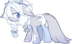 Size: 1641x1012 | Tagged: safe, artist:cafne, derpibooru import, oc, unofficial characters only, earth pony, pony, base used, bow, braid, clothes, earth pony oc, eyelashes, female, frown, hair bow, image, mare, png, simple background, socks, solo, transparent background