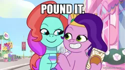 Size: 800x448 | Tagged: safe, derpibooru import, edit, edited screencap, screencap, pipp petals, my little pony: tell your tale, spoiler:g5, spoiler:my little pony: tell your tale, spoiler:tyts01e07, caption, clip trot, g5, image, image macro, jazz (g5), miraculous ladybug, png, text