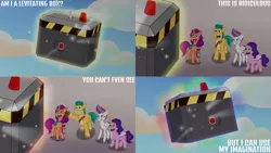 Size: 1280x720 | Tagged: safe, derpibooru import, edit, edited screencap, editor:quoterific, screencap, hitch trailblazer, izzy moonbow, pipp petals, sunny starscout, zipp storm, earth pony, pegasus, pony, unicorn, my little pony: tell your tale, the unboxing of izzy, spoiler:g5, spoiler:my little pony: tell your tale, spoiler:tyts01e06, female, g5, image, male, mane five (g5), mare, open mouth, png, stallion, text