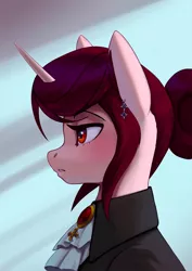 Size: 2500x3523 | Tagged: safe, artist:mrscroup, derpibooru import, oc, oc:rosa maledicta, pony, unicorn, equestria at war mod, bust, clothes, female, image, jewelry, jpeg, mare, portrait, solo