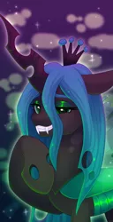 Size: 992x1942 | Tagged: safe, artist:dinoalpaka, derpibooru import, queen chrysalis, changeling, pony, canterlot wedding 10th anniversary, female, horn, image, mare, png, solo, wings