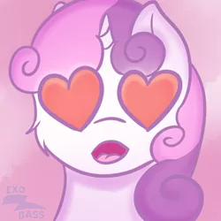 Size: 1000x1000 | Tagged: safe, artist:exobass, derpibooru import, sweetie belle, pony, unicorn, admiration, admiring, female, filly, foal, heart, heart eyes, image, png, wingding eyes