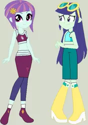Size: 379x539 | Tagged: safe, artist:matthewjabeznazarioa, derpibooru import, blueberry cake, sunny flare, equestria girls, crossover, exeron fighters, exeron outfit, image, martial arts kids, martial arts kids outfit, png