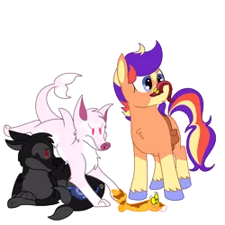 Size: 3000x3000 | Tagged: safe, artist:wulfums, derpibooru import, oc, oc:butch loudbark, unofficial characters only, earth pony, wolf, feminine stallion, image, lpt, pets, png, show accurate, simple background, solo, transparent background, worm on a string