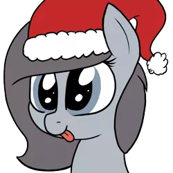 Size: 600x600 | Tagged: safe, artist:axlearts, oc, oc:delpone, unofficial characters only, earth pony, pony, :p, bust, christmas, earth pony oc, female, hat, holiday, image, mare, png, portrait, santa hat, solo, tongue out