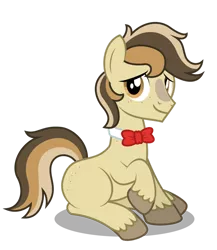 Size: 1280x1472 | Tagged: safe, artist:aleximusprime, derpibooru import, oc, oc:place holder, unofficial characters only, earth pony, bashful, blank flank, bowtie, freckles, image, male, png, shy, sitting