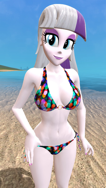Size: 900x1600 | Tagged: suggestive, artist:oatmeal!, derpibooru import, twilight velvet, human, equestria girls, 3d, beach, belly button, big breasts, bikini, breasts, clothes, female, gilf, gmod, huge breasts, humanized, image, looking at you, milf, ocean, png, sexy, solo, swimsuit, water, wide hips