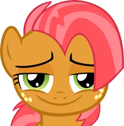 Size: 3878x3960 | Tagged: safe, artist:smashblu, derpibooru import, babs seed, earth pony, pony, one bad apple, babs seed song, babsface, female, filly, foal, image, looking at you, png, simple background, smiling, smiling at you, solo, vector