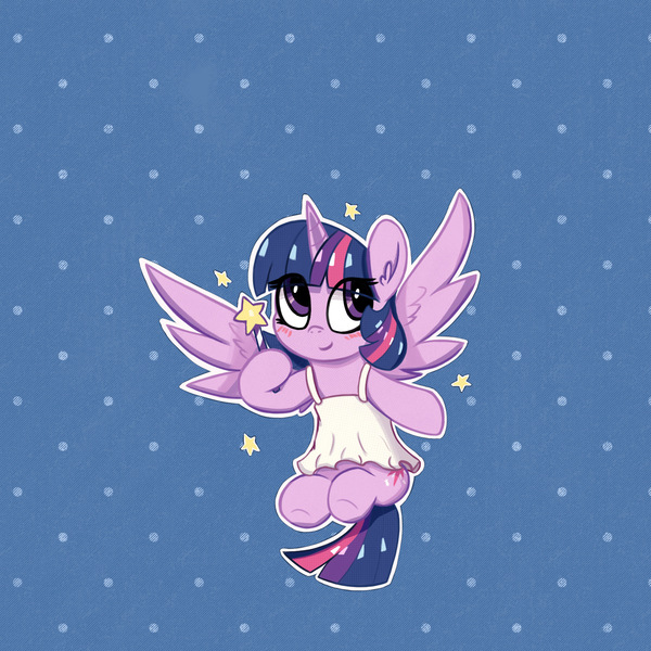 Size: 1711x1711 | Tagged: safe, artist:kqaii, artist:molikqaii, derpibooru import, twilight sparkle, twilight sparkle (alicorn), alicorn, pony, clothes, dress, eye clipping through hair, image, jpeg, magic wand, solo