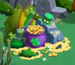 Size: 506x440 | Tagged: safe, derpibooru import, coin, gameloft, gold, holiday, image, no pony, png, pot, rainbow, saint patrick's day