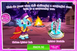 Size: 1027x684 | Tagged: safe, derpibooru import, official, rainbow dash, advertisement, clothes, costs real money, dress, gameloft, hat, image, png, rainbow dash always dresses in style, top hat