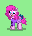 Size: 63x71 | Tagged: safe, artist:dematrix, derpibooru import, oc, oc:pinkie syavira, earth pony, pony, pony town, bow, cute, female, green background, image, mare, picture for breezies, pixel art, png, simple background, smiling, tail, tail bow