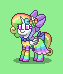 Size: 63x74 | Tagged: safe, artist:dematrix, derpibooru import, oc, oc:pastel girl, alicorn, pony, pony town, bow, clothes, cute, dress, female, green background, hair bow, image, mare, multicolored tail, neck rings, pixel art, png, saddle, simple background, tack, tail, tail bow, too much rainbow
