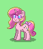 Size: 63x71 | Tagged: safe, artist:dematrix, derpibooru import, oc, oc:rosa flame, pony, unicorn, pony town, bow, cute, female, green background, image, mare, picture for breezies, pixel art, png, simple background, smiling, tail, tail bow