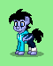 Size: 60x74 | Tagged: safe, artist:dematrix, derpibooru import, oc, oc:valdo xavier, bat pony, pony, pony town, clothes, green background, image, male, picture for breezies, pixel art, png, simple background, smiling, stallion