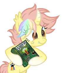 Size: 2400x2600 | Tagged: safe, artist:ponkus, derpibooru import, oc, oc:ponkus, bat pony, hybrid, pony, unicorn, bipedal, book, cute, fangs, female, image, mare, png, simple background, solo, transparent background, warrior cats