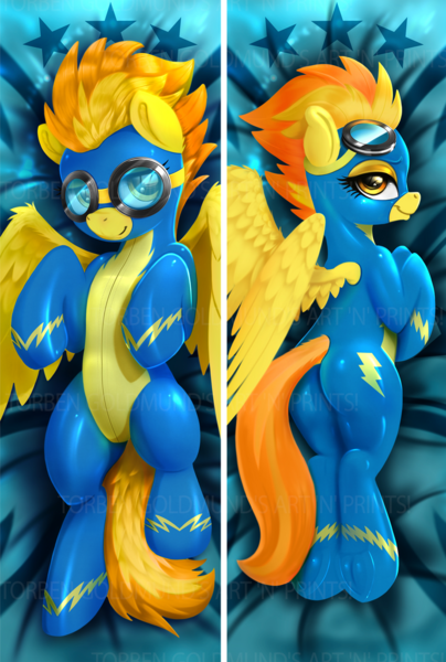 Size: 690x1024 | Tagged: suggestive, artist:darksly, derpibooru import, spitfire, pegasus, pony, body pillow, body pillow design, butt, clothes, cute, cutefire, female, firebutt, goggles, image, latex, latex suit, mare, plot, png, solo, uniform, watermark, wonderbolts uniform