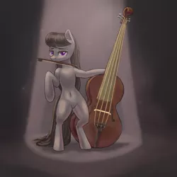 Size: 2000x2000 | Tagged: safe, artist:falses, derpibooru import, octavia melody, earth pony, pony, adorasexy, belly button, bipedal, bow, bow (instrument), cello, cute, digital art, dust, elegant, eyebrows, eyes open, female, gradient background, image, light, mare, mouth hold, musical instrument, png, sexy, shading, sketch, solo, solo female, standing, standing on two hooves, thighs, violin, violin bow