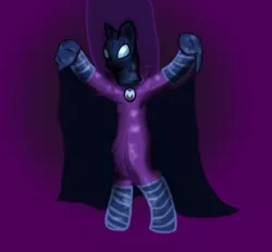 Size: 690x640 | Tagged: safe, artist:lukasz, derpibooru import, mare do well, bipedal, cape, cloak, clothes, costume, hat, image, mask, png, pose, save