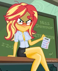 Size: 1887x2321 | Tagged: suggestive, artist:kingdark0001, derpibooru import, sunset shimmer, equestria girls, angry, female, image, png, solo, teacher