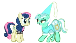 Size: 720x416 | Tagged: safe, artist:darlycatmake, derpibooru import, bon bon, heart pacer, love sketch, lyra heartstrings, sweetie drops, earth pony, pony, unicorn, clothes, couple, dress, dressup, female, gay couple, happy, hennin, image, knight, knight rescues the princess, lesbian, lidded eyes, looking at each other, looking at someone, love, mare, open mouth, png, princess, romance, romantic, shipping, shipping fuel, simple background, smiling, smiling at each other, transparent background, wide eyes