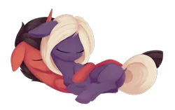 Size: 2892x1812 | Tagged: safe, artist:dusthiel, derpibooru import, oc, unofficial characters only, earth pony, pony, unicorn, butt, dock, duo, earth pony oc, eyes closed, floppy ears, high res, hooves, horn, image, lying down, plot, png, simple background, smiling, tail, transparent background, unicorn oc