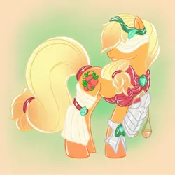 Size: 2000x2000 | Tagged: safe, artist:mediocremare, derpibooru import, applejack, pony, blindfold, clothes, image, jpeg, solo