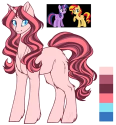 Size: 862x927 | Tagged: safe, artist:purplegrim40, derpibooru import, sunset shimmer, twilight sparkle, twilight sparkle (alicorn), oc, alicorn, pony, image, magical lesbian spawn, offspring, parent:sunset shimmer, parent:twilight sparkle, parents:sunsetsparkle, png, simple background, transparent background