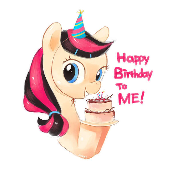 Size: 800x800 | Tagged: safe, artist:amy30535, derpibooru import, oc, earth pony, pony, birthday cake, bust, cake, earth pony oc, eyelashes, female, food, happy birthday, hat, image, jpeg, mare, party hat, simple background, smiling, solo, white background