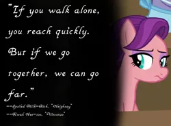 Size: 4096x3018 | Tagged: safe, artist:decokelow, derpibooru import, spoiled rich, where the apple lies, book:neighsay x vincenzo quotes, fimfiction, image, kwak hee-soo, looking at someone, png, quote, spoiled milk, vincenzo