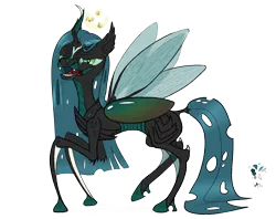 Size: 2401x1901 | Tagged: safe, artist:underwoodart, derpibooru import, queen chrysalis, changeling, changeling queen, mantis, mantis pony, alternate design, canterlot wedding 10th anniversary, chitin, female, four wings, halo, image, insect wings, iridescent, membrane, multiple wings, png, reference sheet, simple background, transparent background, wingding eyes, wings