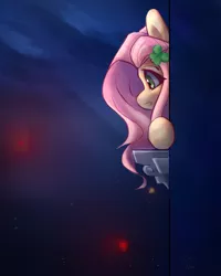 Size: 1728x2160 | Tagged: safe, artist:rainsketch, derpibooru import, fluttershy, pony, city, fog, image, png, solo