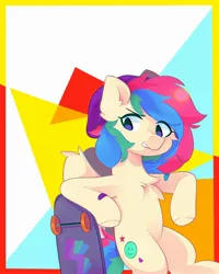 Size: 2000x2500 | Tagged: safe, artist:clairedaartiste444, artist:tat3r_444, derpibooru import, oc, unofficial characters only, pegasus, pony, female, hat, image, jpeg, mare, skateboard, solo, wings