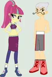 Size: 404x599 | Tagged: safe, artist:matthewjabeznazarioa, derpibooru import, gustave le grande, sour sweet, equestria girls, crossover, equestria girls-ified, exeron fighters, exeron outfit, image, martial arts kids, martial arts kids outfit, png