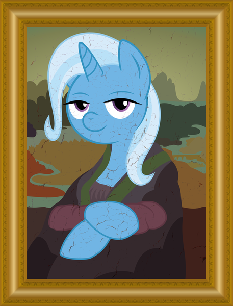 Size: 3181x4178 | Tagged: safe, artist:epsilontlosdark4, derpibooru import, trixie, pony, unicorn, bust, female, fine art parody, frame, high res, image, mare, mona lisa, picture frame, png, portrait, solo, vector