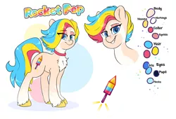 Size: 4700x3200 | Tagged: safe, artist:fluffyxai, derpibooru import, oc, oc:rocket pop, earth pony, pony, cutie mark, image, looking at you, makeup, png, reference sheet